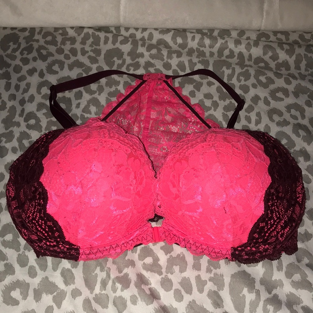PINK Pink & purple racer back Lace Padded Bra
